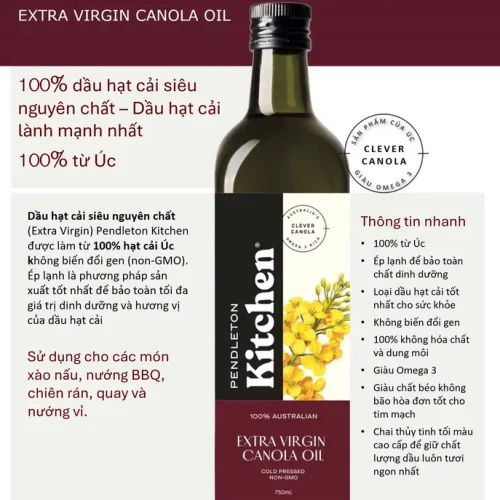 Dầu hạt cải ép lạnh siêu nguyên chất Pendleton Kitchen 750ml Dau hat cai ep lanh sieu nguyen chat Pendleton Kitchen 750ml1